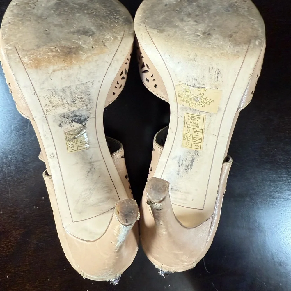 Sam Edelman Leather‎ Stiletto Heel Sandals zip back Sz:9 Mobwife